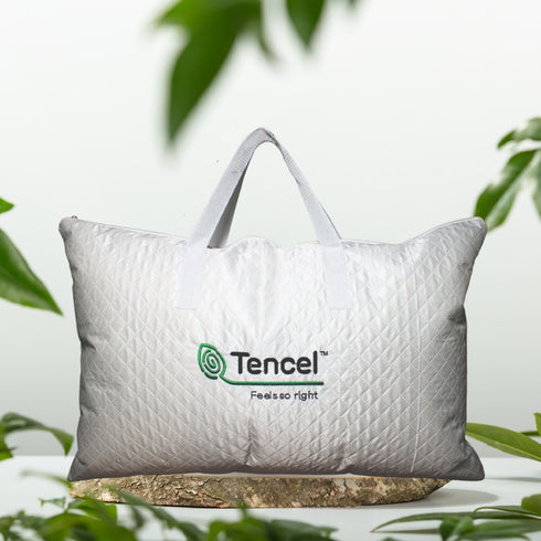 Tencel 100% Natural Fabric Pillow with Quilted Bag